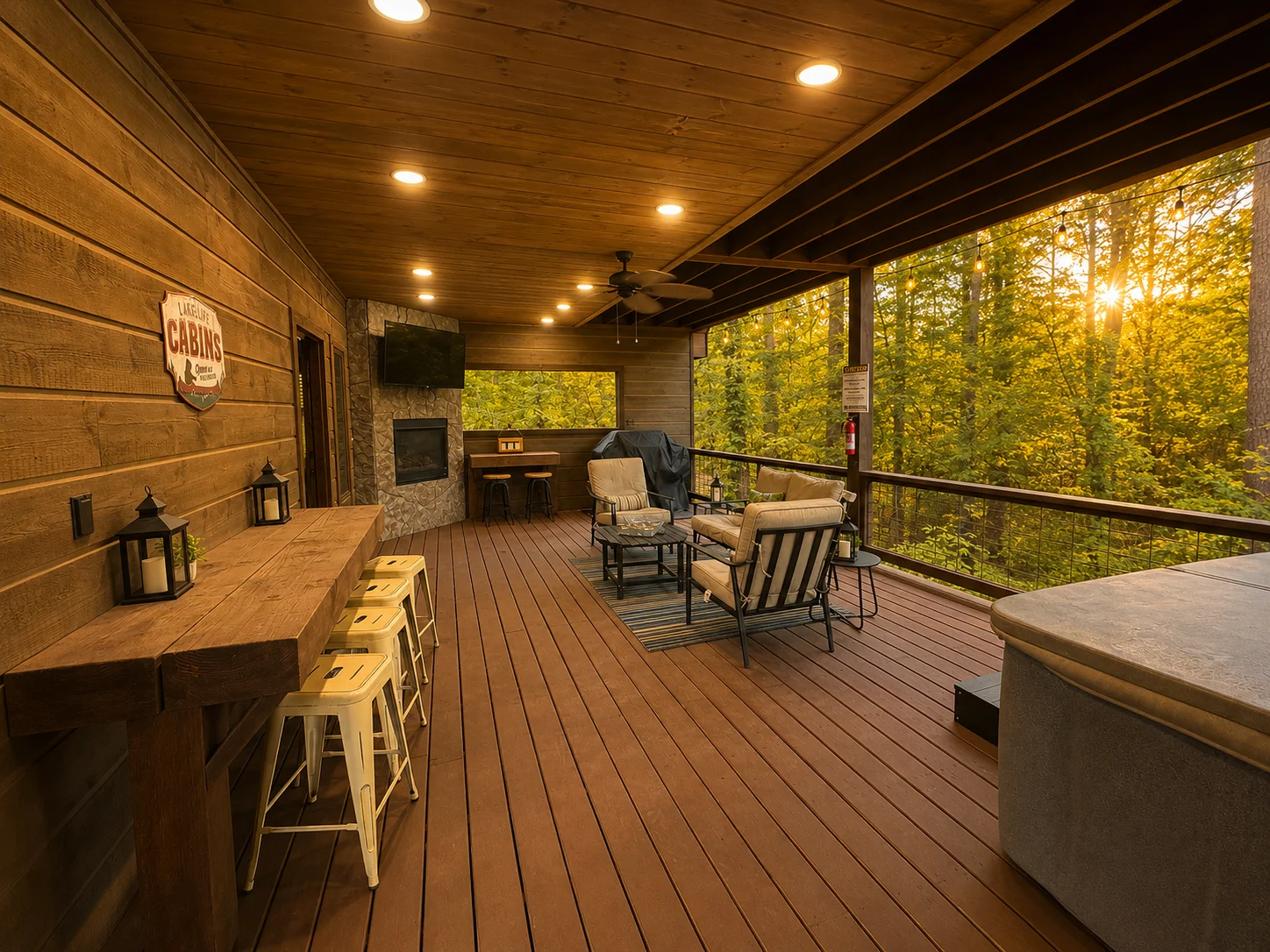 Covered deck at The Rustic Reserve