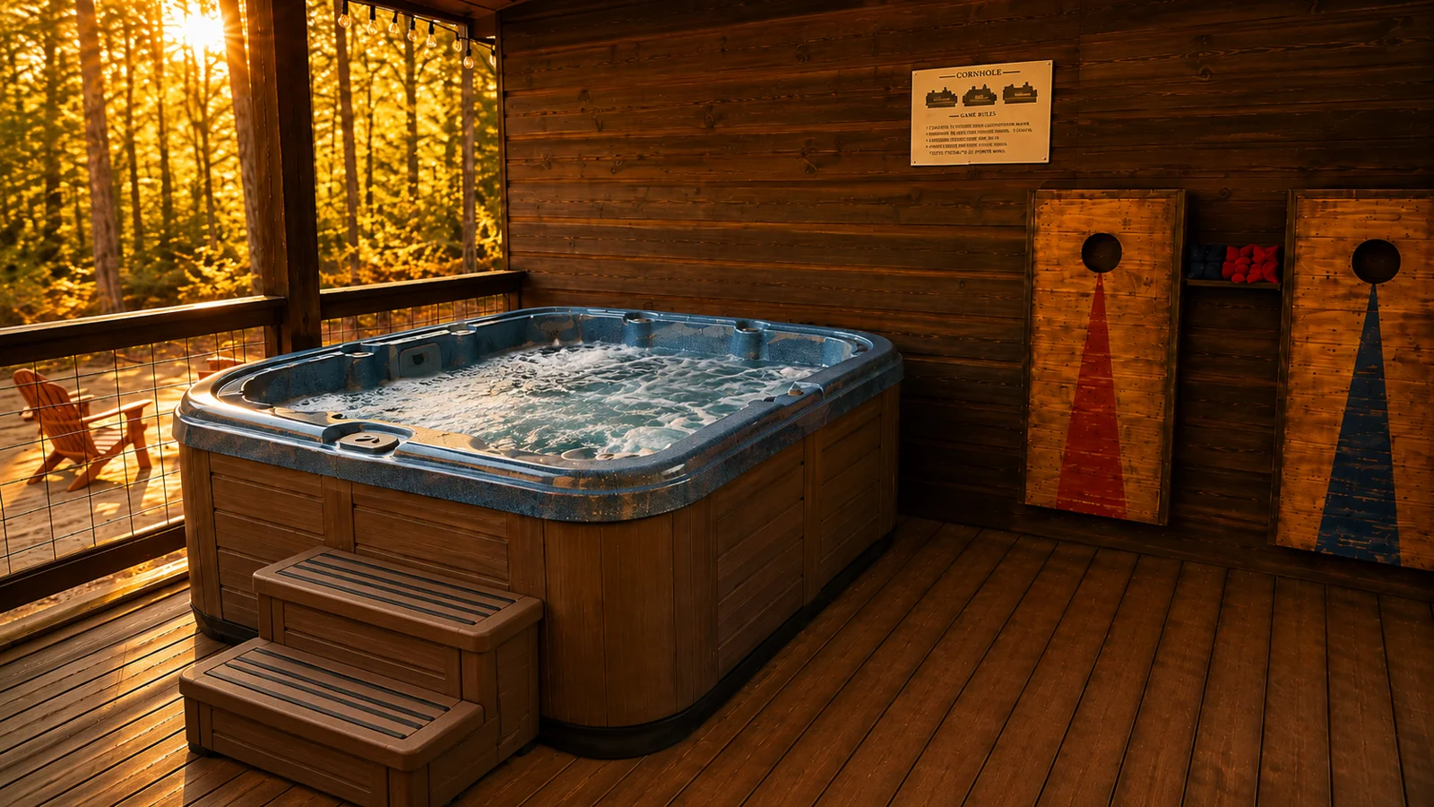 Private hot tub at The Rustic Reserve
