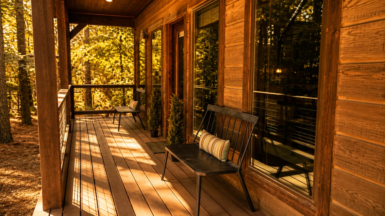 Porch seating at The Rustic Reserve