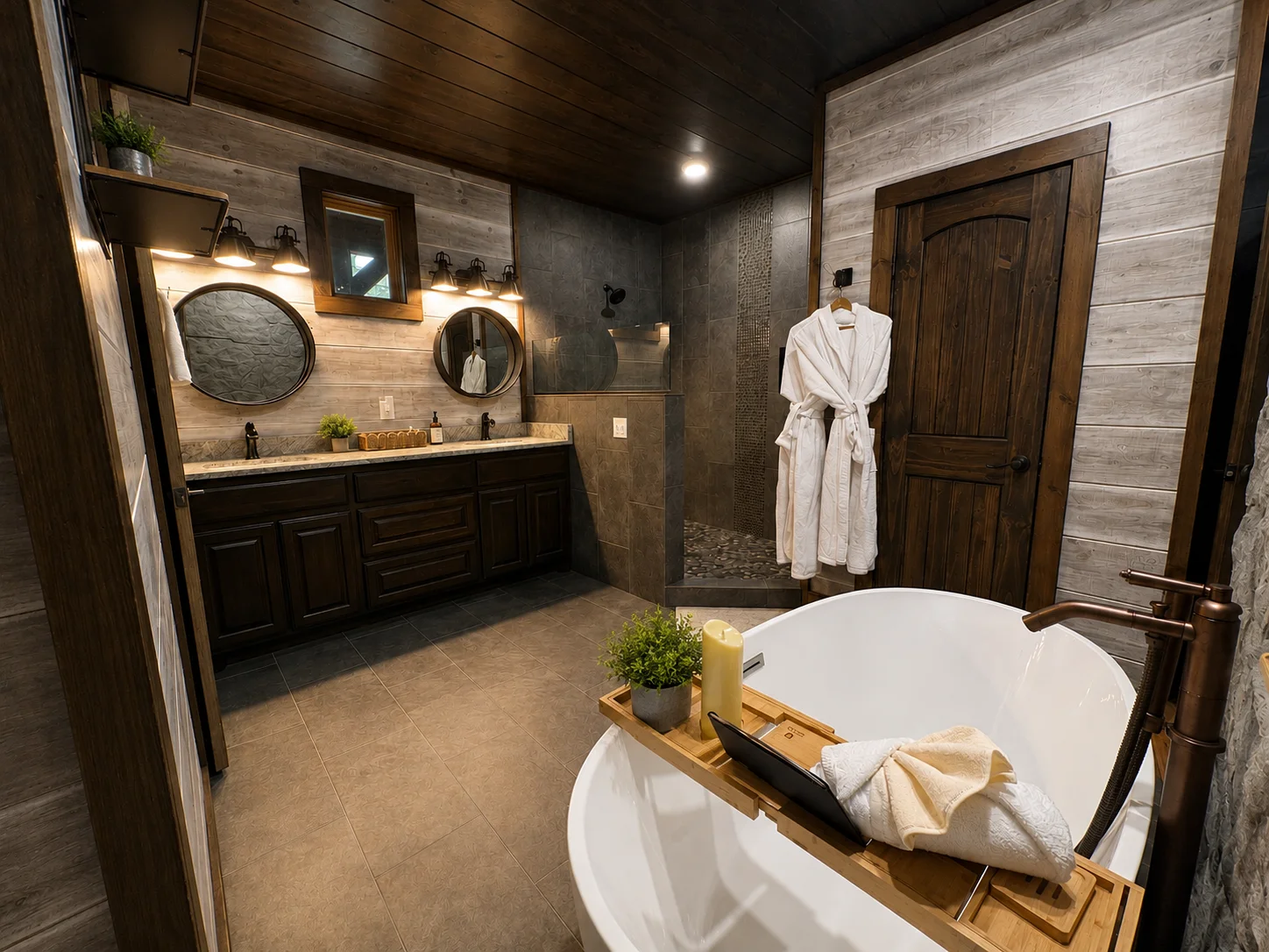 Soaking tub and vanity at The Rustic Reserve